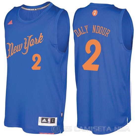 Camiseta Maurice Daly Ndour #2 New York Knicks Navidad 2016 Azul - Haga un click en la imagen para cerrar